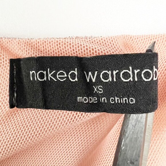 NEW Naked Wardrobe Dress Womens Size XS Brown Pink Cutout Long Sleeve Side Slit - Picture 6 of 16